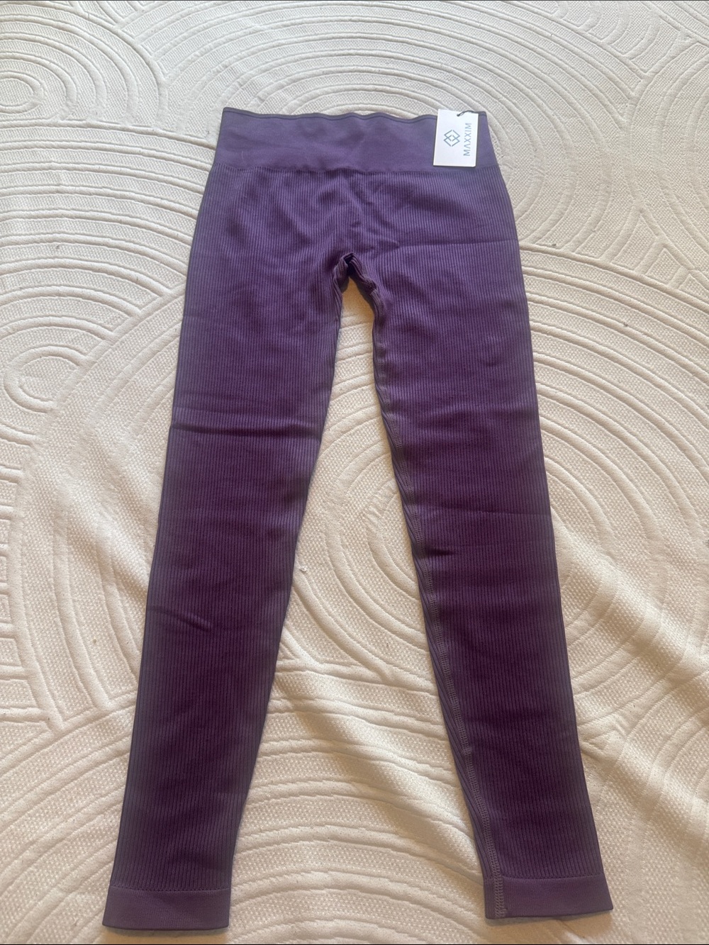 MAXXIM High Waist Ribbed Seamless Women's Leggings in Purple Size medium  NWT